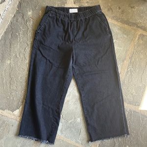 Everlane. The Easy Jean. Size 12. Elastic waist. Dark Blue. Frayed hems!